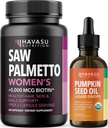 Hrano HAVASU USDA Organske kapljice bučnega olja (60 strežnic) & žaga Palmetto za ženske las kompleks (30 strežnikov)