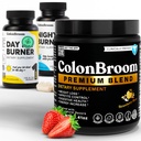 ColonBroom Premium Psyllium Husk Powder, Colon Broom Cleanser Fiber Dodatek za Bloating Relief & Gut Zdravje + Day & Night Burner dodatki, tablete za upravljanje s težo (60 strežnice), 3 Izdelki