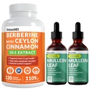 21-v-1 Berberine dodatek s Ceylon Cinnamon Chromium, Bitter Melon in Green Tea Extract (120 ct) & 5-v-1 Mullein kapljice za pljuča in dihalnih pljuč zdravje in bronhialna podpora (60 Serving)