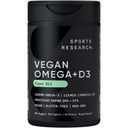 Sports Research Vegan Omega-3 z vitaminom D3 Softgels - 1020mg Omega-3 & 5000iu D3 Supplement - Ribje olje Alternative z vitaminom D rastlin na osnovi Algae Oil - 60 Veggie Softgels za odrasle