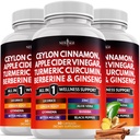 Ceylon Cinamon, Kurkuma, Jabolčni kis, Ginseng, Aloe Vera, Berberine Plus Banaba, Ingver Root - 180 Count