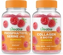 Življenjski fosfatidilserin (PS) + Collagen & Biotin, Gummies Bundle - odlično degustacijo, Vitamin dopolnilo, Gluten brezplačno, GSO brezplačno, žvečljivi gumi