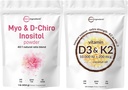 Mikro sestavine Vitamin D3 10.000iu + K2 200mcg Kokosovo olje Softgels & Myo & D-Chiro Inositol Powder Bundle 2 Pack 