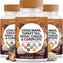 Levi Mane Gobe Dodatek s Turčijo Tail Reishi Cordyceps Chaga z Marshmallow Koren - 180 grof