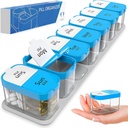 Ekstra velike tedenske tablete Organizator - XL Daily Pill Box - 7 Day Am Pm Pill Primer Jumbo tablete Container za dodatke velike tablete imetnik dvakrat na dan preveliko (modra/bela)