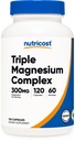 Nutricost Triple Magnezijev kompleks (300mg, 120 kapsul) - iz Di-magnezijevega malata, biglicinata in citrata, 60 Servingov