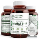 Natural Nutra Vegan Metil B12 1000mcg, Heart Health and Energy Booster Supplement, Gluten Free, Podpora energetika transformacija, izboljšanje imunskega odziva, Pomoč funkcije možganov, 100 Vegan Lozenges