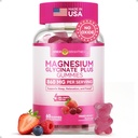 Magnezij Glycinate Gummies 600mg, Ne-GMO, Gluten-free, Magnezij Gummies za odrasle in otroke, spanje, sprostitev in fokus, mešane jagodne arome, 60 Count