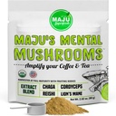 Ekstrakt MAJU mentalnih gob v prahu, močna ličja griva, Chaga, Reishi, Cordyceps, sadna telesa za kavo, booster imunskega sistema, nootropični možganski dodatek, spomin, organske gobe