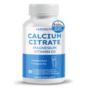 Kalcijev citrat Magnezij Vitamin D3 - Podpora Zdrave kosti, Živci & mišice, Absorpcija - Made in Tested v ZDA