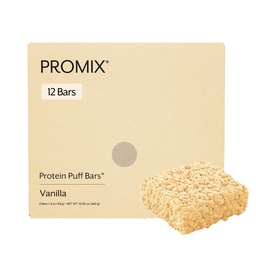ProMix Nutrition Protein Puff Bars, 12-Pack - Madagaskar Vanilla - Marshmallow Crispy Treat - Great Degusting & Healthy On The Go Prigrizek - High Protein & Low Calorie - Non-GMO & Free from Gluten, Soy, & Corn.