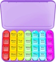 Odaro tedenske tablete Organizator 4 krat na dan, Dnevne tablete Box 7 dan, Velika potovalne tablete Primer z 28 Kompartment za zadrževanje medicine, Vitamin in dodatek - Purple Case