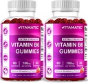Vitamatski 2 paketi Vitamin B6 100mg Gumiji – naravna jagodna aroma – 60 na pektinu osnovanih gumijev na steklenico – Živčevje in energijska podpora