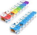Odaro Extra velike tedenske tablete Organizator, XL tablete Box 7 dan AM PM, Jumbo Medicine Organizator 2 krat na dan, da imajo dnevno medicino, vitamini, in dodatki, Mavrica in modra/bela (Set of dva)