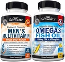 Advanced Daily Men's Multivitamin z vitaminom C A B D3 E in cinkom (1 mesec dobave) Plus Trojna moč Omega 3 Ribje olje Mehčalci (1 mesec dobave)