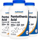 Nutricost Pantotenska kislina (vitamin B5) 500 mg, 240 kapsul (3 steklenice)