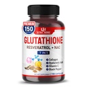 Glutation dopolnilno aktivno zmanjšano obliko, obogateno z Resveratrolom, NAC, kolagenom, hialuronsko kislino, vitaminom C - naprednim antioksidantom za imunost in detoks