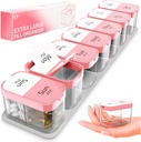 Ekstra velike tedenske tablete Organizator - XL Vitamin Holder s 7 Odstranljivi AM PM oddelki - Prenosna medicina Dispenzer za dom in potovanja, Velika dopolnilna posoda za tedensko ali dnevno uporabo, roza