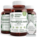 Natural Nutra čas release Pantotenska kislina 500 mg, Vitamin B5 dodatek pomaga razgraditi maščobe in ogljikove hidrate, Presnova in energija, Izboljšati zdravje mišic, Zmanjšati kožne točke, 60 Vegetarian tablete