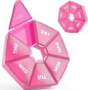 Tedenske tablete Organizator, 2 Pack Prenosne tablete Box Medicine Primer 6 Barve (Sedem dni) Nova izdaja za vitamin / ribje olje / Pills / Dobavitelji-artritis prijazno (rdeče)
