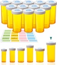 3.75oz Prazne tablete Steklenice z otroškimi Resistance Caps, 12 Pack - velike zmogljivosti, Vlažno-Proof, BPA-free, z 32 Easy-Peel nalepke za organiziranje tablete, vitamini, dodatki, kroglice, in več