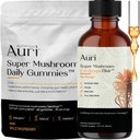 Auri Energy & Immune Boost Pack Super Gobe Daily Gummies Cordyceps Elixir Bundele - Dnevna Wellness za fokus, Stamina, in dolgoživost - 60 Gummies + 60ml Tinkture