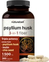 NatureBell Psyllium Husk Fiber Supplement, 1.500mg na serviranje, 360 Kapsule 