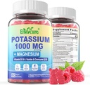 Kalijev dodatek Gumiji - 1000mg Kalijev citrat z magnezijevim kompleksom/glicinat/citrat, Coq10, L-tavrin, B12,D3-elektrolit, energija, možgani - Kalijev magnezijev dodatek za odrasle, 2Pack