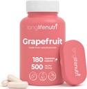 Izvleček grenivke 500mg - pridobljen iz Citrus Paradisis, 180 vegetarijanske kapsule, organski Naringin dodatek za dnevno energijo in ravnotežje, 6-mesečna dobava, GMP Certified, Made in USA