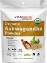 Vitamat Certified USDA Organic Ashwagandha Powder – 1 lb (16 oz) Withania Somnifera 
