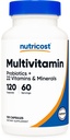 Nutricost Multivitamin s probiotiki 120 Vegetarijanske kapsule - pakirane z vitamini in minerali