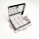 Vintage strup 7 dni Chromed svetleče srebrne tablete Organizator z ogledalom v notranjosti ima 8 ločenih delov Pravokotnik 7 dni tablete tablete
