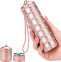 Kovinske tablete Organizator 7 dan - Vodoodporne tedenske tablete Box Daily Pill Primer s 7 Kompartmenti, Tablete Container za vitaminske medicinske dodatke ribje olje, roza