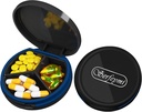 Serfeymi majhne tablete Box - 3 Kompartmenti Prenosne tablete Box za Purse Pocket, Compact Mini potovalne tablete Primer - Primeren za medicino, Vitamin, ribje olje, dodatki - črna(Logo)