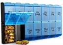 Ekstra velike tablete Organizator 2 krat na dan, Weekly XL AM PM tablete primeru, 7 dan tablete Box dvakrat na dan, preveliko dnevno zdravilo Organizator za vitamine (modra)