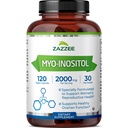 Zazzee Myo-Inositol Kapsule, 2000 mg na serviranje, 120 Veganskih kapsul, Idealno odmerjanje za 40:1 Razmerje, 100% Vegetarian, Hormonovo ravnovesje in zdravo delovanje jajčnikov podpora, Vse-naravni in ne-GMO