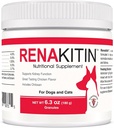 Renakitin Ledvični dodatki za pse Mačke - vsebuje Chitosan in kalcijev karbonat, Podpora Optimalna ledvična funkcija, odličen okus Chicken Flavor, 6.3 oz