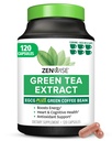 Zenwise Health Green Tea Extract kapsule za moške in ženske - EGCG dodatek z zeleno kavo fižol Extract povečuje energijo in spomin - Imunska podpora za kožo, možgane in ušesa zdravje - Vegan - 120 Count