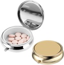 2Pcs tablete Box majhne tablete zaboj za torbico ali žep, prenosni srčkan tablete vsebnik tablete kovinske tablete Box dekorativna medicina, vitamin, ribje olje in dodatki imetnik organizator (Silver&Gold)