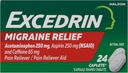 Excedrin Migraine Pain Reliever Caplets 24 ea (pak 3)