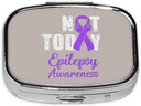 Danes ne Epilepsija Zavedanje Ribbon Square Mini tablete Primer Travel Medicine Organizator Prenosni Compartments Metal Pill Box