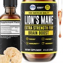 HERBIFY Lions Mane Supplement - Dnevna goba dodatek za spomin, fokus in jasnost - Možganski booster - Levi Mane Tinktura za imuno podporo - 4 Fl oz