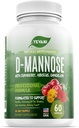 100% Pure D-mannose Kapsule 1000 mg z brusnice, Hibiscus, in Dandelion Extract, hitro delujoča Profesionalna formula za preprečevanje UTI za zdravje urina in mehurja