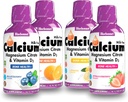 Bluebonnet Nutrition Tekoči kalcijev citrat Magnezijev citrat, Vitamin D3, Zdravje kosti - Sveženj pomaranče, borovnice, limone in jagode aroma, 4 steklenica 16 Fl Oz vsak (64 Fl Oz skupaj)