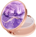Rouidr tablete Box, 3 Kompartment Medicine tablete, Mala kovinska potovalna medicina Box za torbico in žep, Rose Gold, Purple Marble