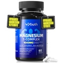 Magnezij 7 Complex dodatek Napredno z Glycinate Citrate Malate Chelate Taurate Orotat Aspartat, Kapsule z cinkom, Vitamin D3 & B6 za spanje, mišice Relief, 60 kapsul