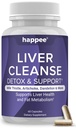 Happee jetrna čistila Detox & Popravila dodatek z mlekom Thistle ekstrakt - Flush Toxins & Renew Health - Vegan, Made in ZDA, 60 kapsul