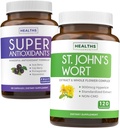 Antioksidanti & šentjanževka (2-mesečna zaloga) Serenost Antioksidant Mešanica - Super antioksidanti - Močna super hrana Dnevna mešanica (120 Caps) & St John's Wort - Močni 9000mcg ekstrakt (120 Caps)