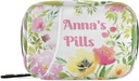 Po meri tablete Box 7 Day Pill Case Bag Vodnacolor Cvetličarna Personalizirano ime Tablete Organizator vrečka z zadrgo Prenosni tedenski primer Kompaktna velikost za vitamin dodatek imetnik