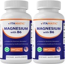 Vitamatski magnezij z B6- 180 vegetarijanske tablete (neprevlečene) - dodan B6 za maksimalno absorpcijo - podpira mišice, sklepe in zdravje srca - 2 pakiranji